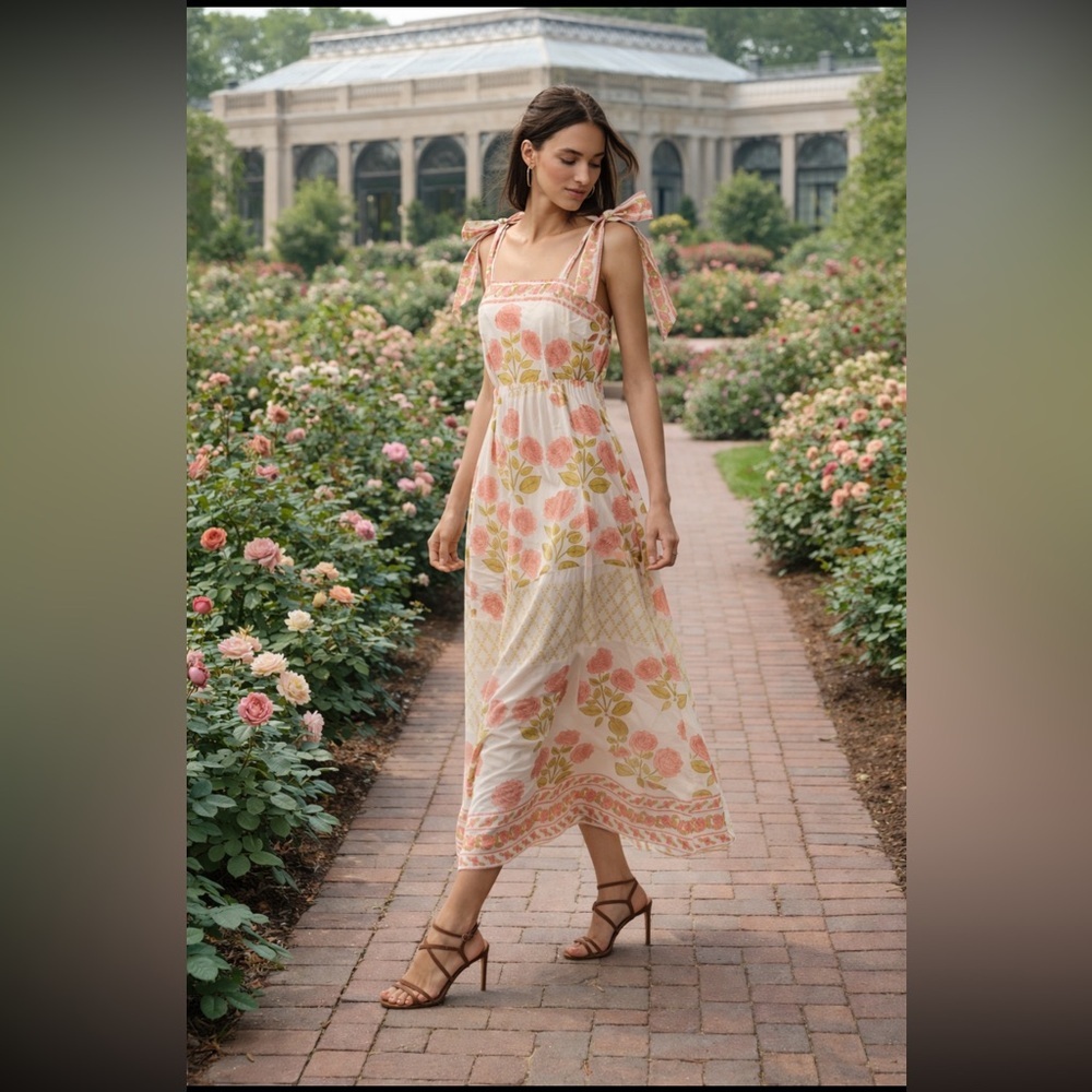 🌺SUPER RARE🌺 !!! Anthropologie NWT Sue Sartor Tie-Shoulder Sundress size XSP.
